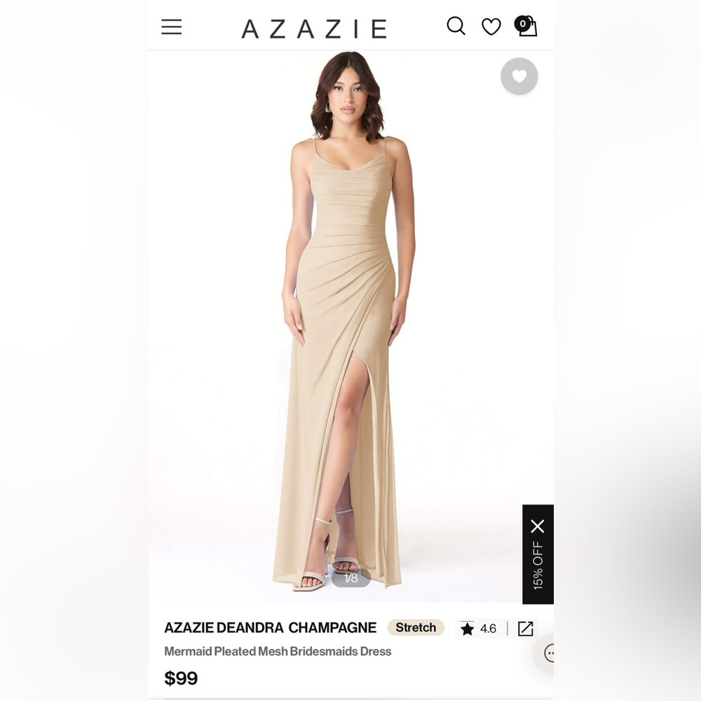 AZAZIE Champagne Bridesmaids Dress. Size 8. Like new condition.